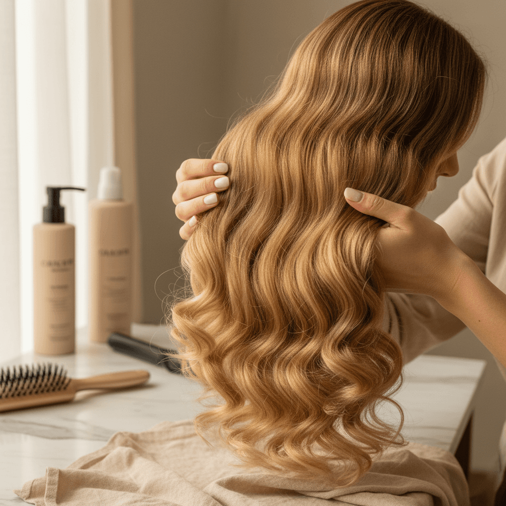 Resultado de mechas com acabamento brilhante e natural