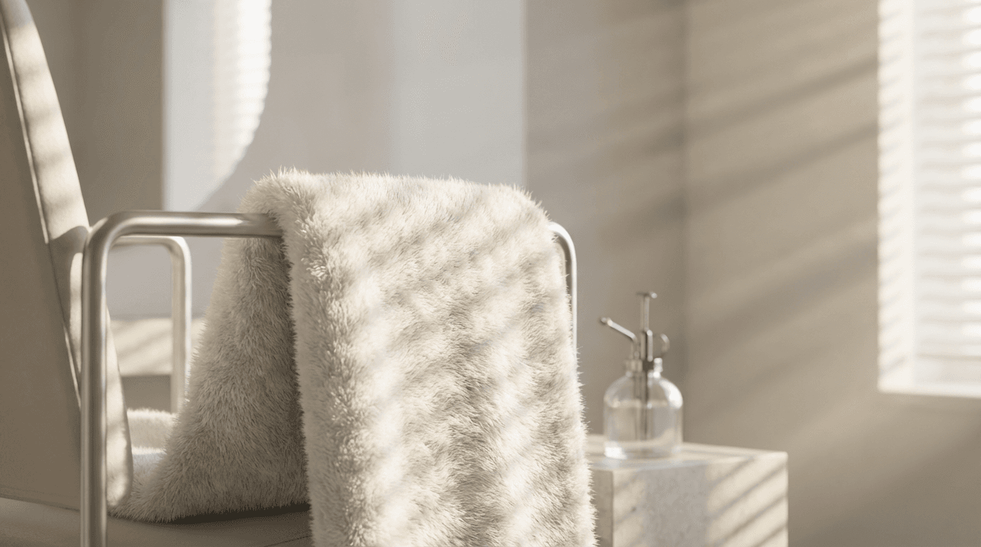 Interior do salão Zélia Mendes, estação de manicure vazia com poltrona confortável e decoração elegante em tons neutros